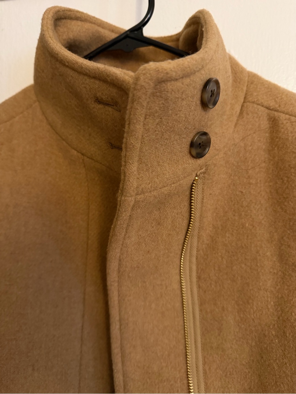 J. Crew Factory Camel Wool-Blend Funnel Neck Coat